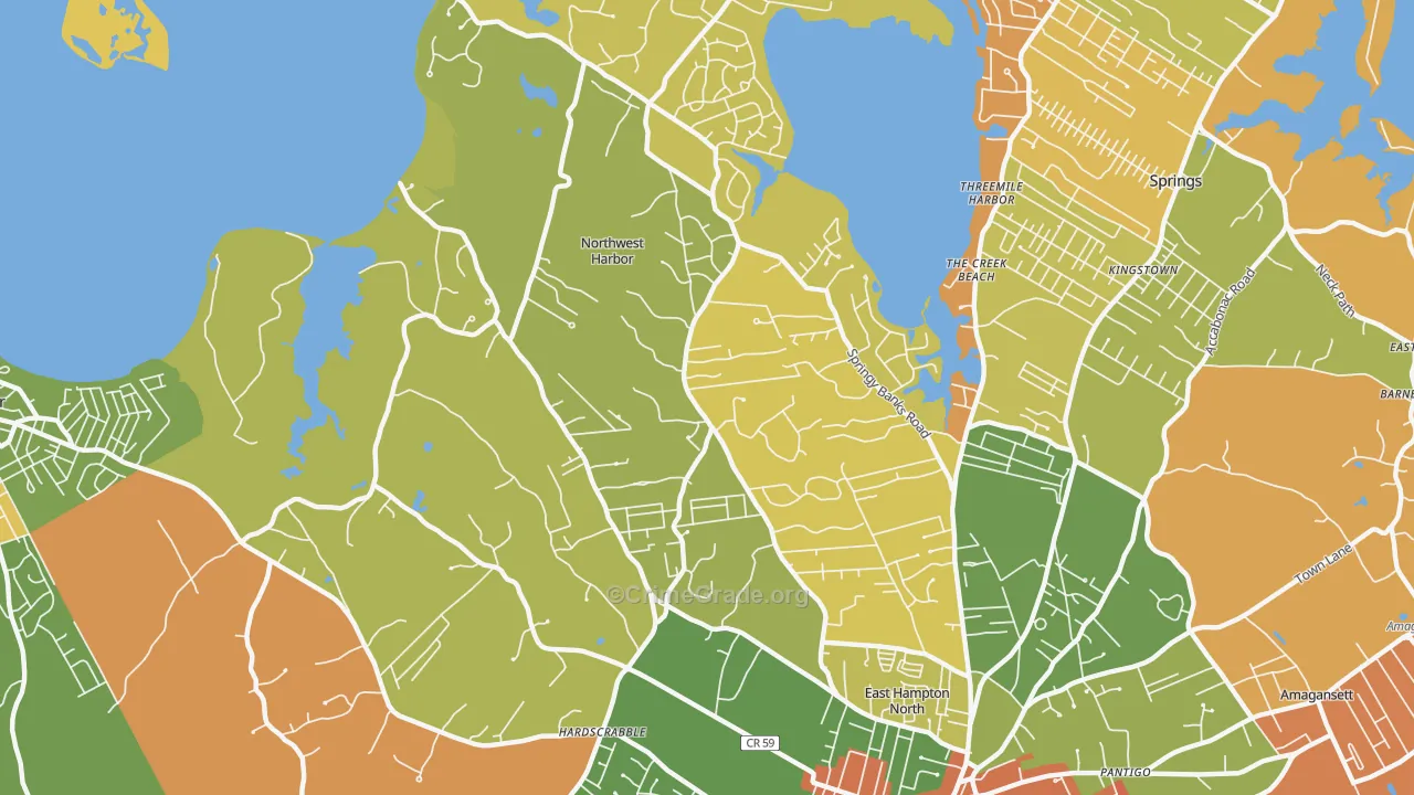 Northwest Harbor, NY Map of Murder Rates