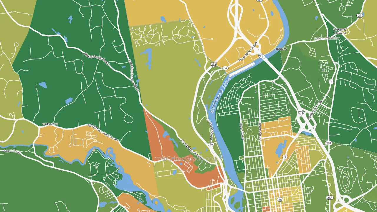 Northwest, Manchester, NH Map of Murder Rates