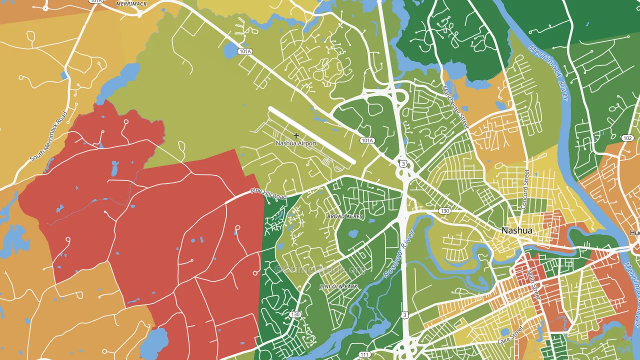 Northwest Nashua, Nashua, NH Map of Murder Rates
