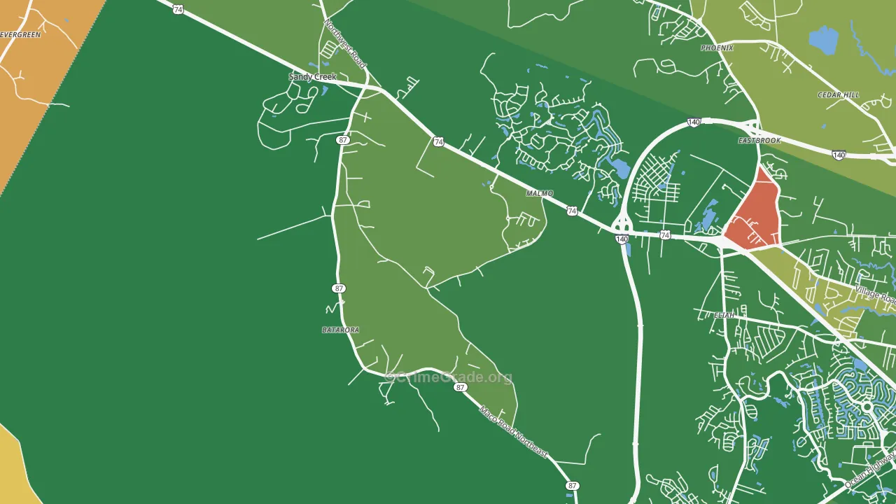 Northwest, NC Map of Murder Rates