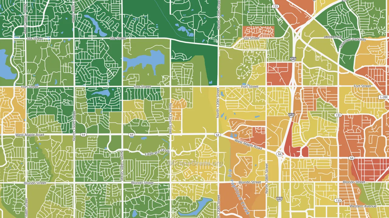 Northwest Omaha, Omaha, NE Map of Murder Rates