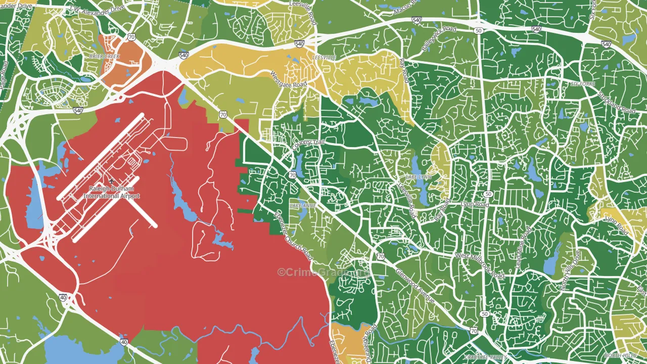 Northwest Raleigh, Raleigh, NC Map of Murder Rates