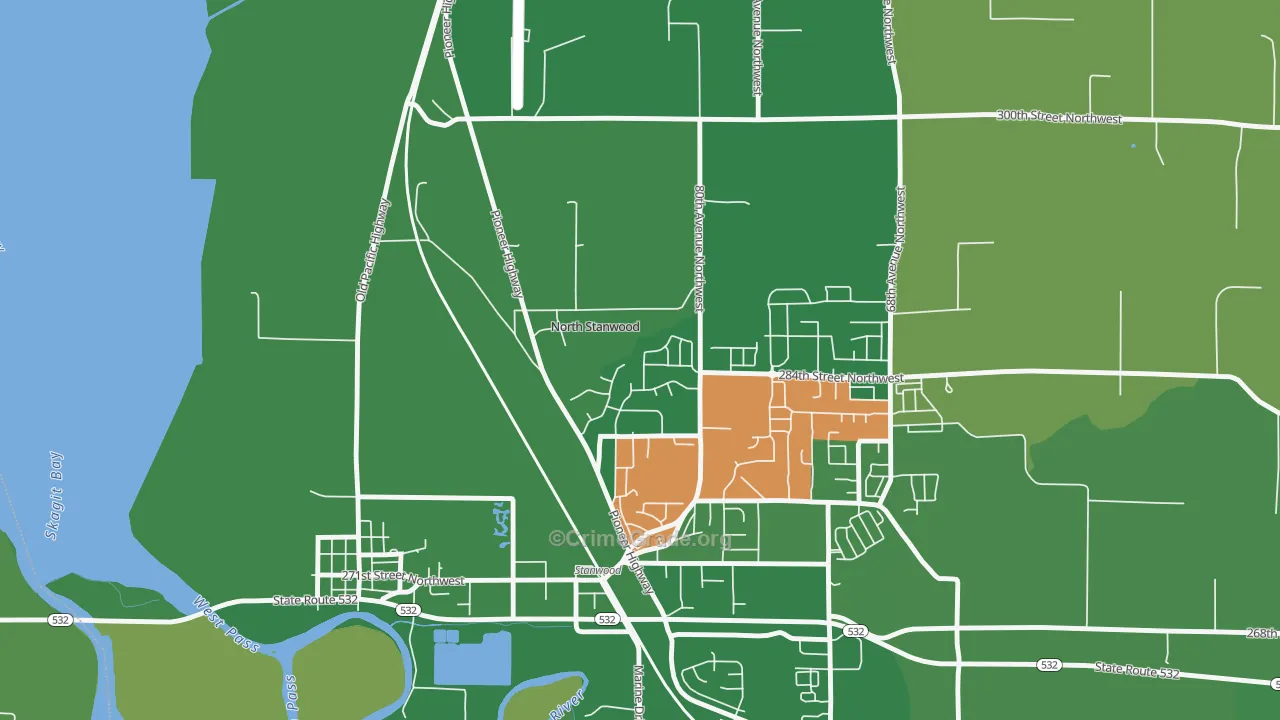 Northwest Stanwood, WA Map of Murder Rates
