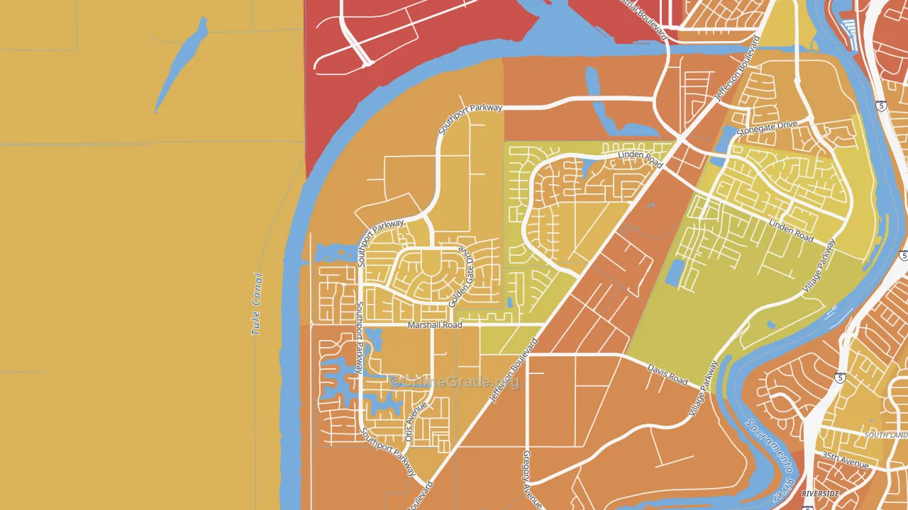 Northwest Village, West Sacramento, CA Map of Murder Rates