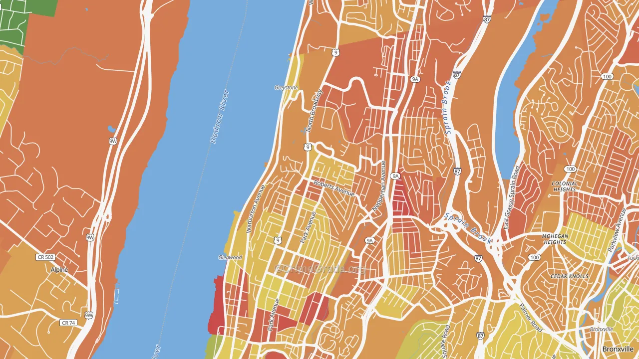 Northwest Yonkers, Yonkers, NY Map of Murder Rates