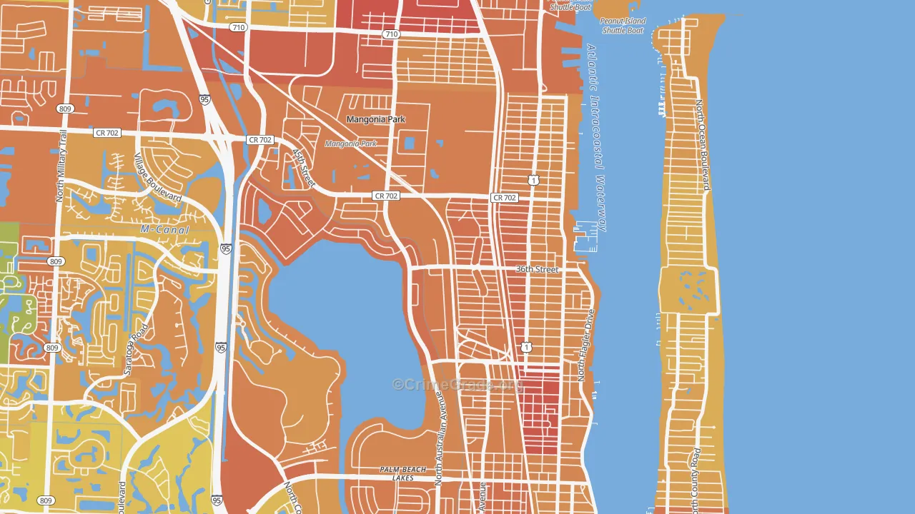 Northwood Hills, West Palm Beach, FL Map of Murder Rates