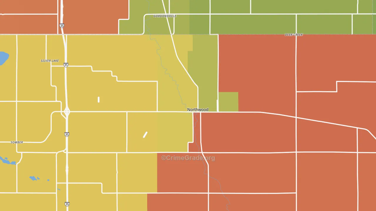 Northwood, IA Map of Murder Rates