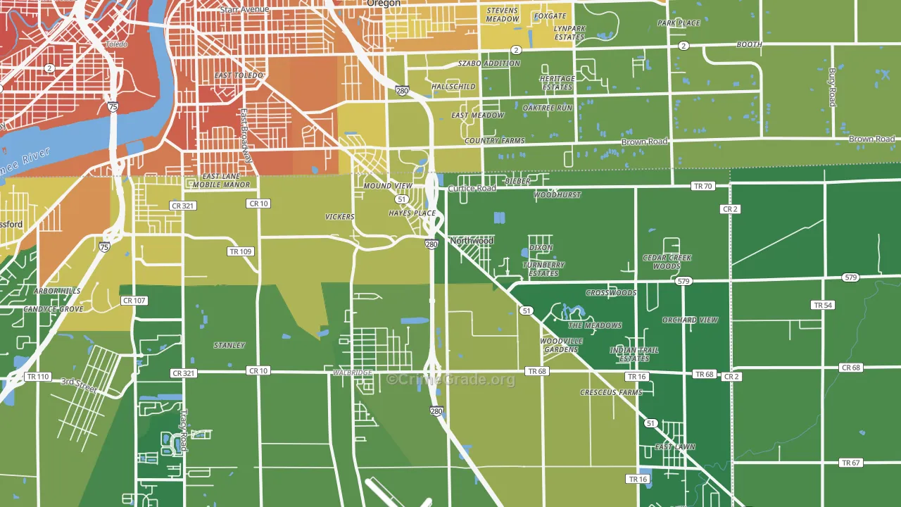 Northwood, OH Map of Murder Rates