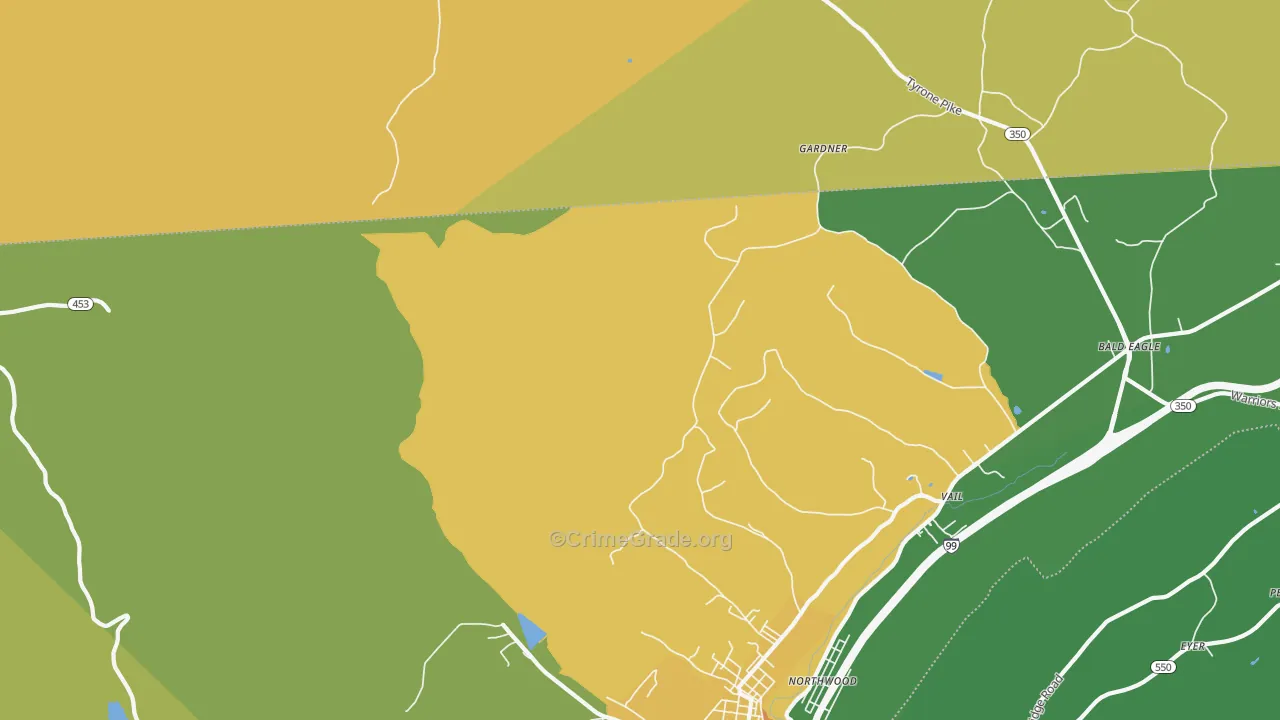Northwood, PA Map of Murder Rates