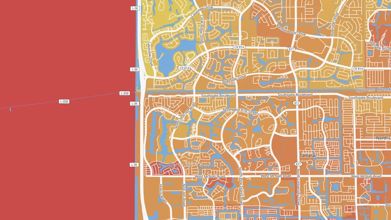 Northwood, Tamarac, FL Map of Murder Rates