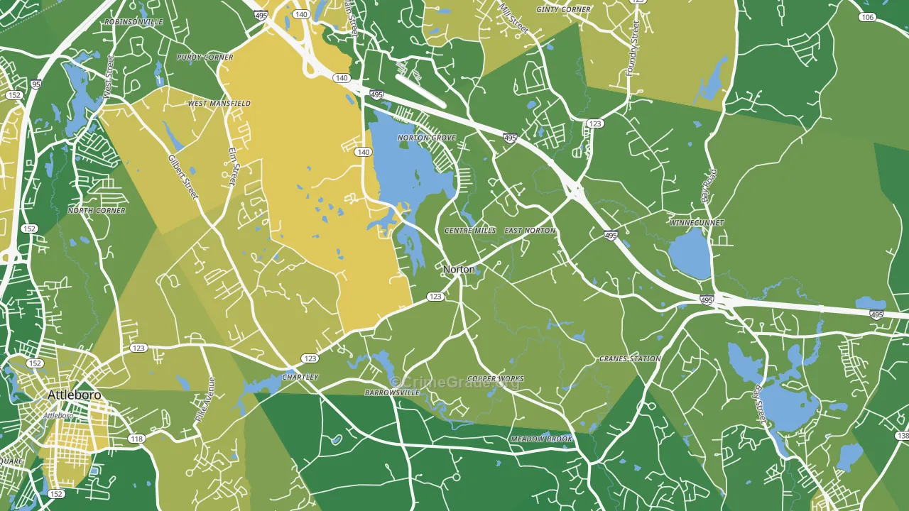 Norton, MA Map of Murder Rates