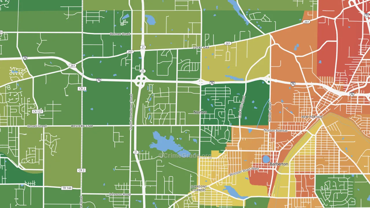 Norton, OH Map of Murder Rates