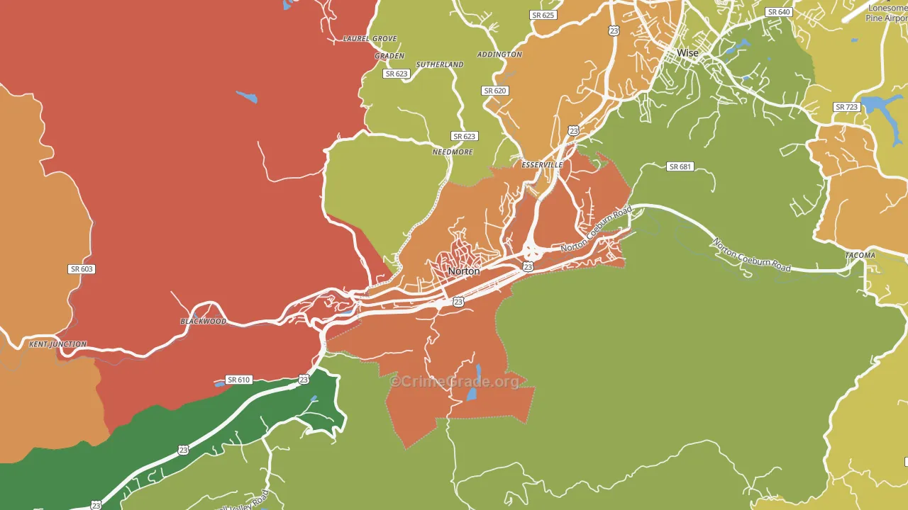 Norton, VA Map of Murder Rates