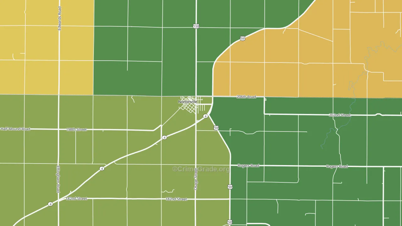 Nortonville, KS Map of Murder Rates
