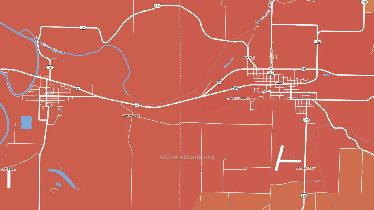 Norvell, AR Map of Murder Rates