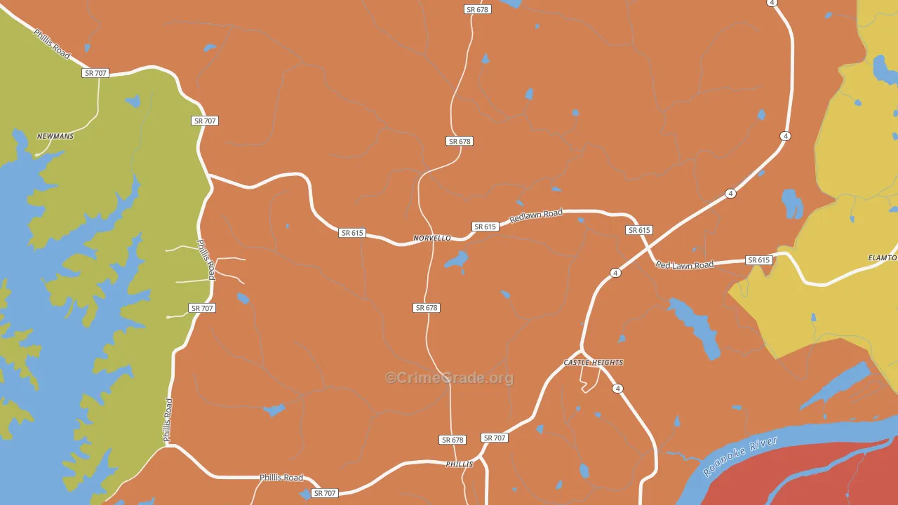 Norvello, VA Map of Murder Rates