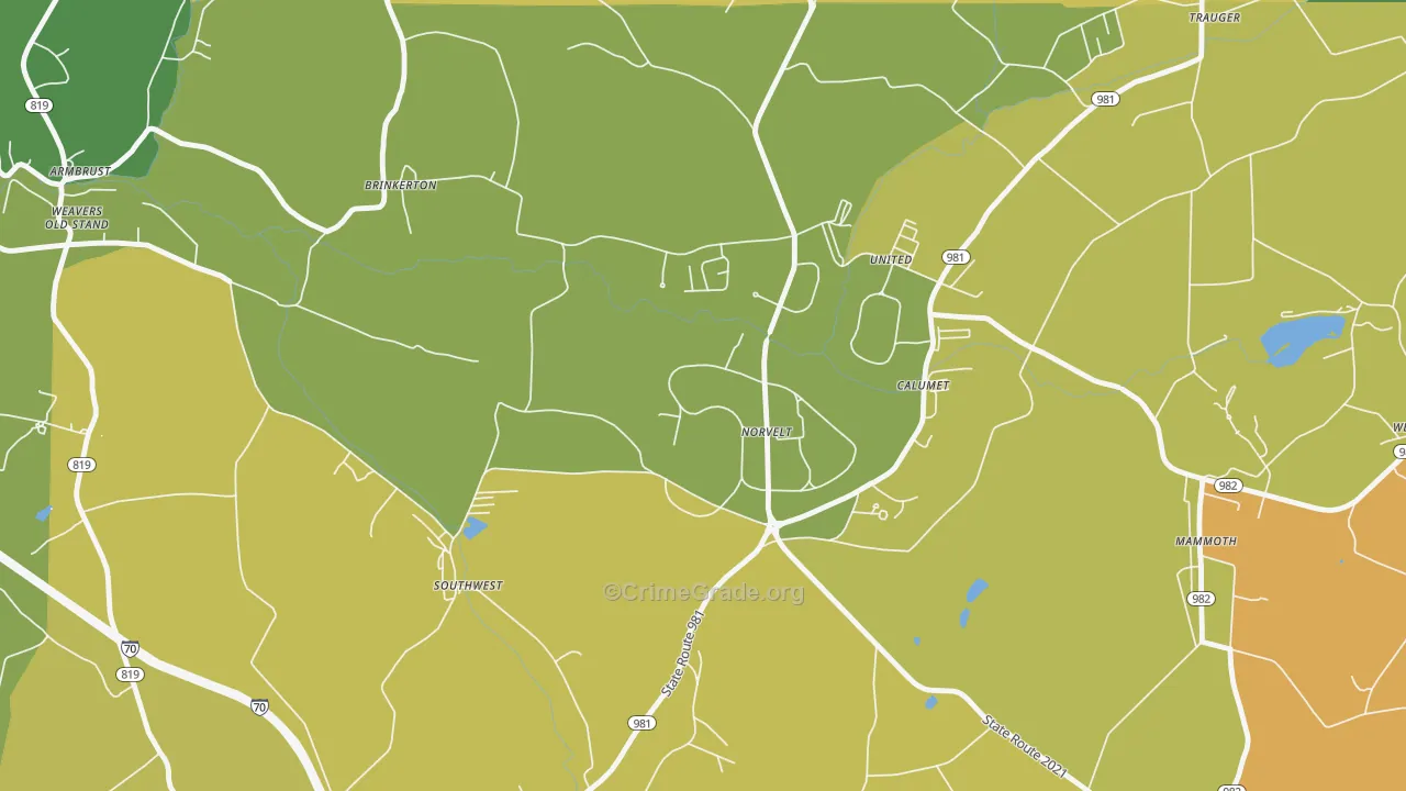 Norvelt, PA Map of Murder Rates