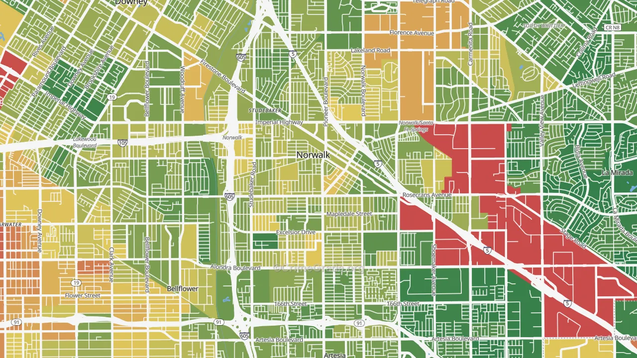Norwalk, CA Map of Murder Rates