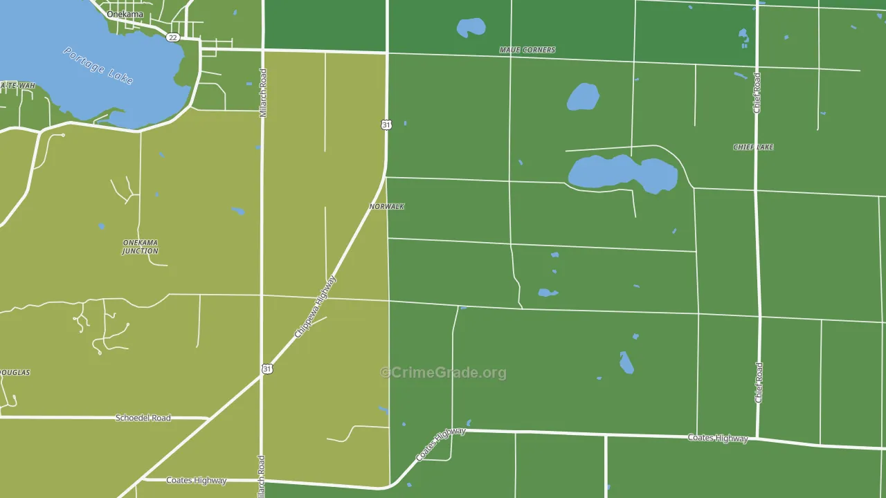 Norwalk, MI Map of Murder Rates