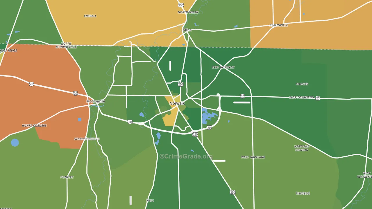Norwalk, OH Map of Murder Rates
