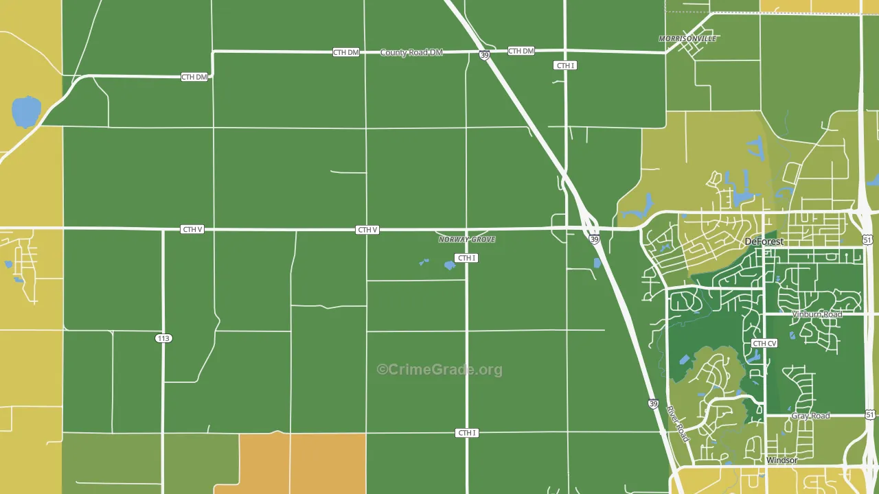 Norway Grove, WI Map of Murder Rates