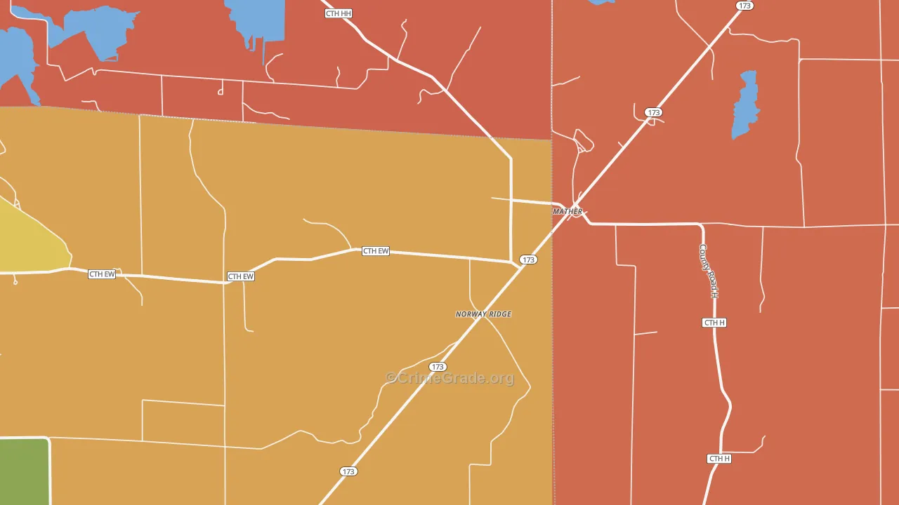 Norway Ridge, WI Map of Murder Rates
