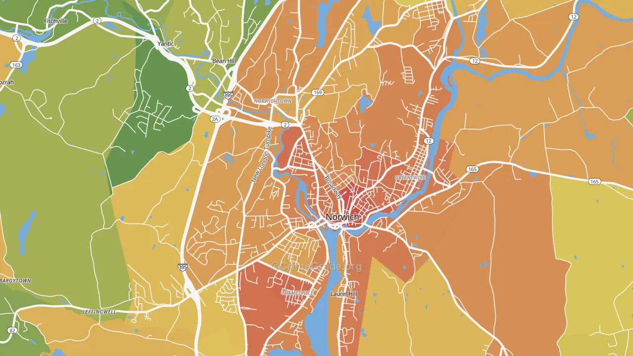 Norwich, CT Map of Murder Rates
