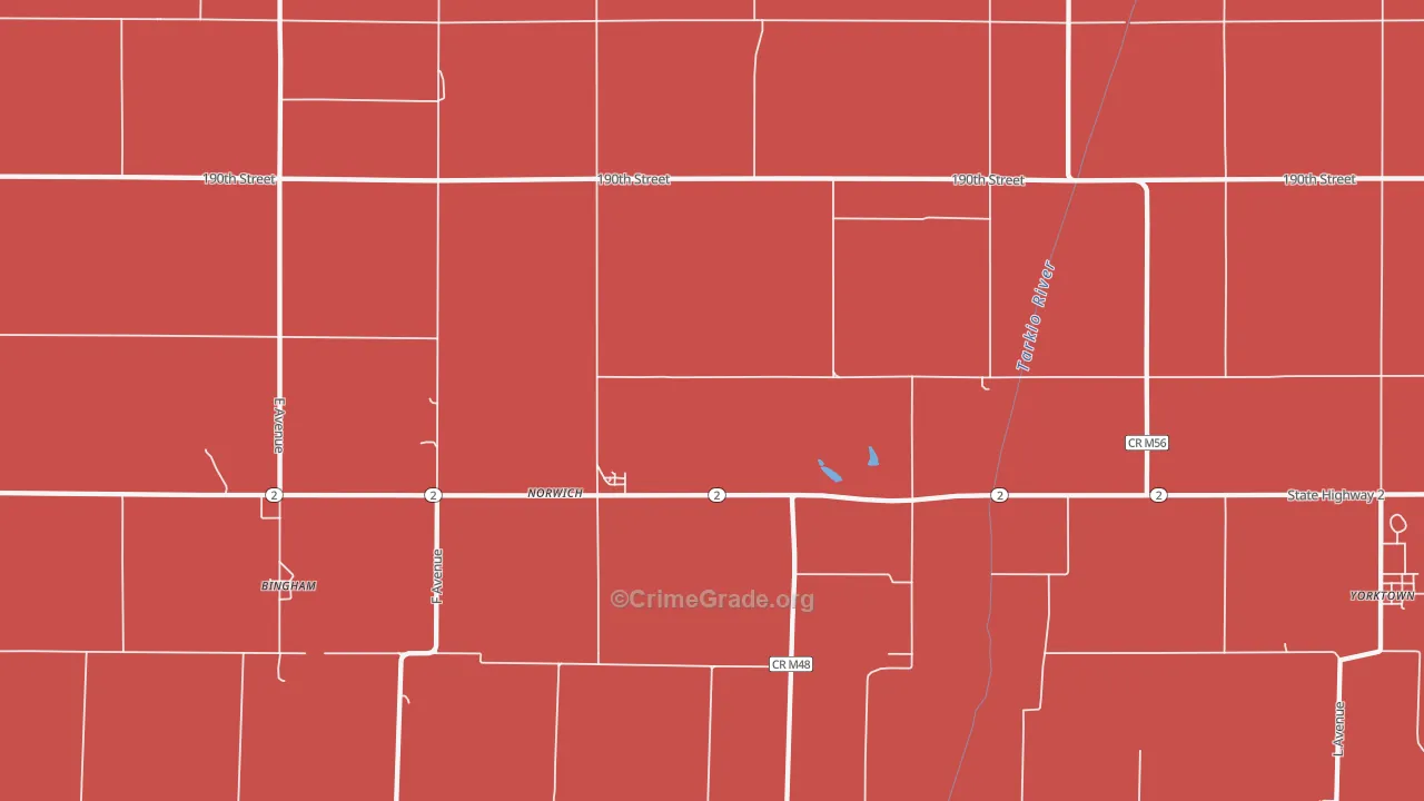 Norwich, IA Map of Murder Rates