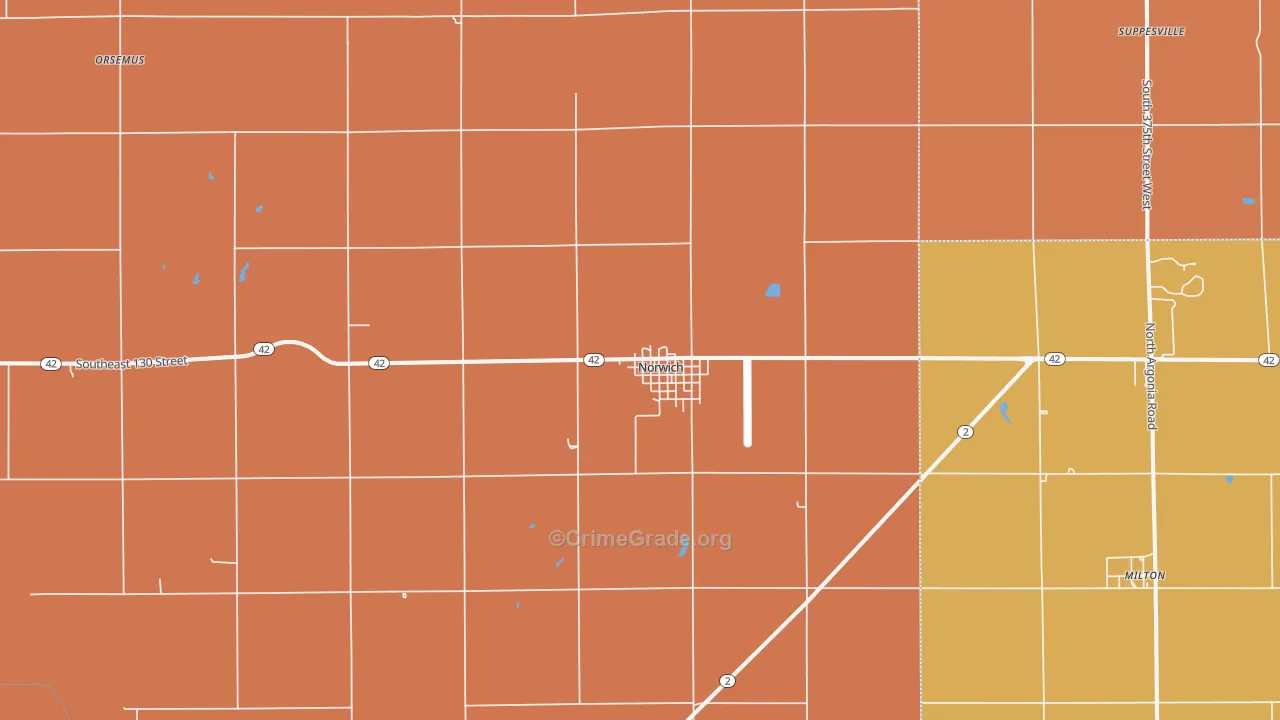 Norwich, KS Map of Murder Rates