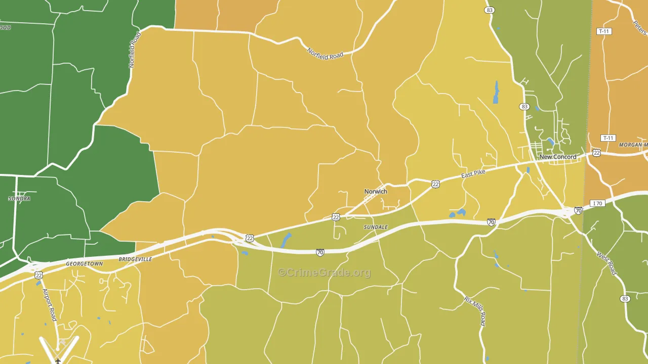 Norwich, OH Map of Murder Rates