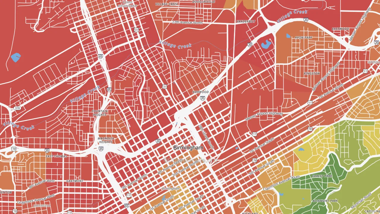 Norwood, Birmingham, AL Map of Murder Rates