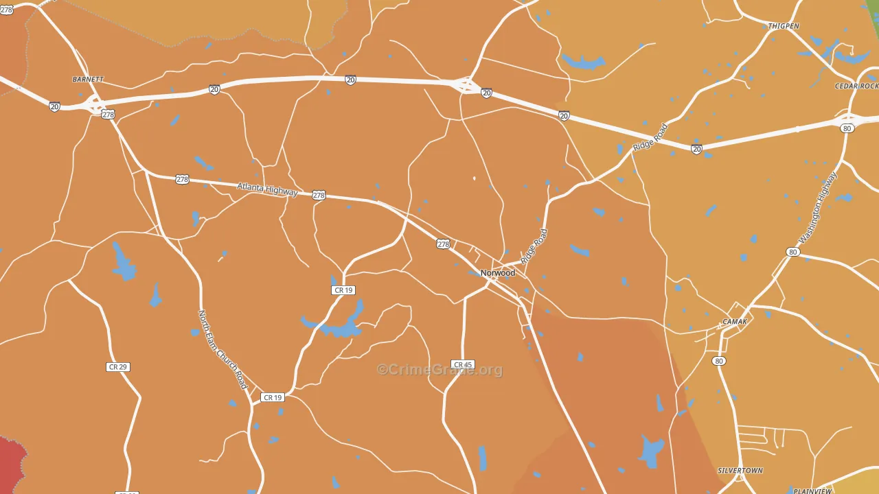 Norwood, GA Map of Murder Rates