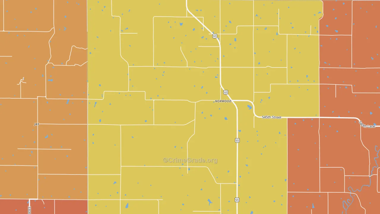 Norwood, IA Map of Murder Rates