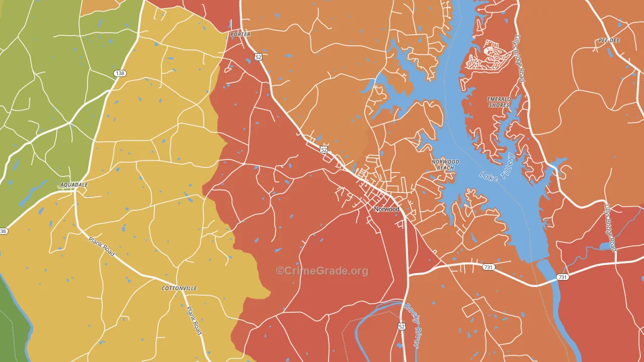 Norwood, NC Map of Murder Rates