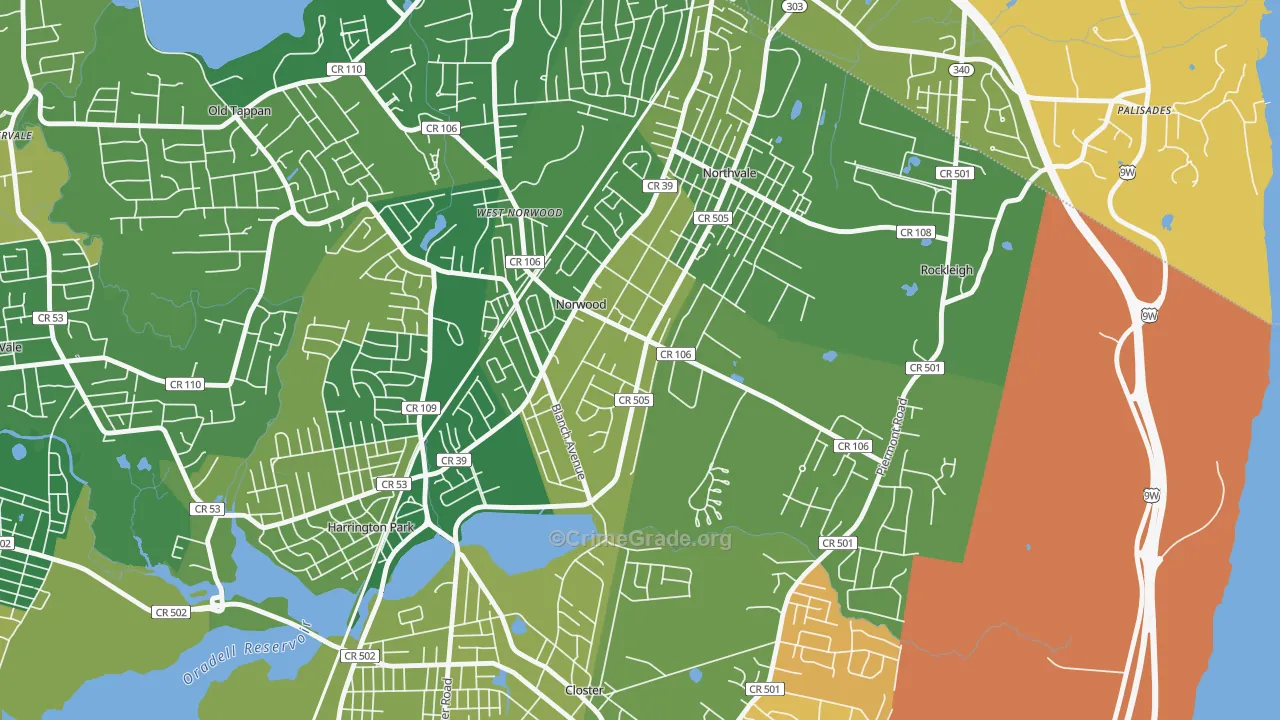 Norwood, NJ Map of Murder Rates