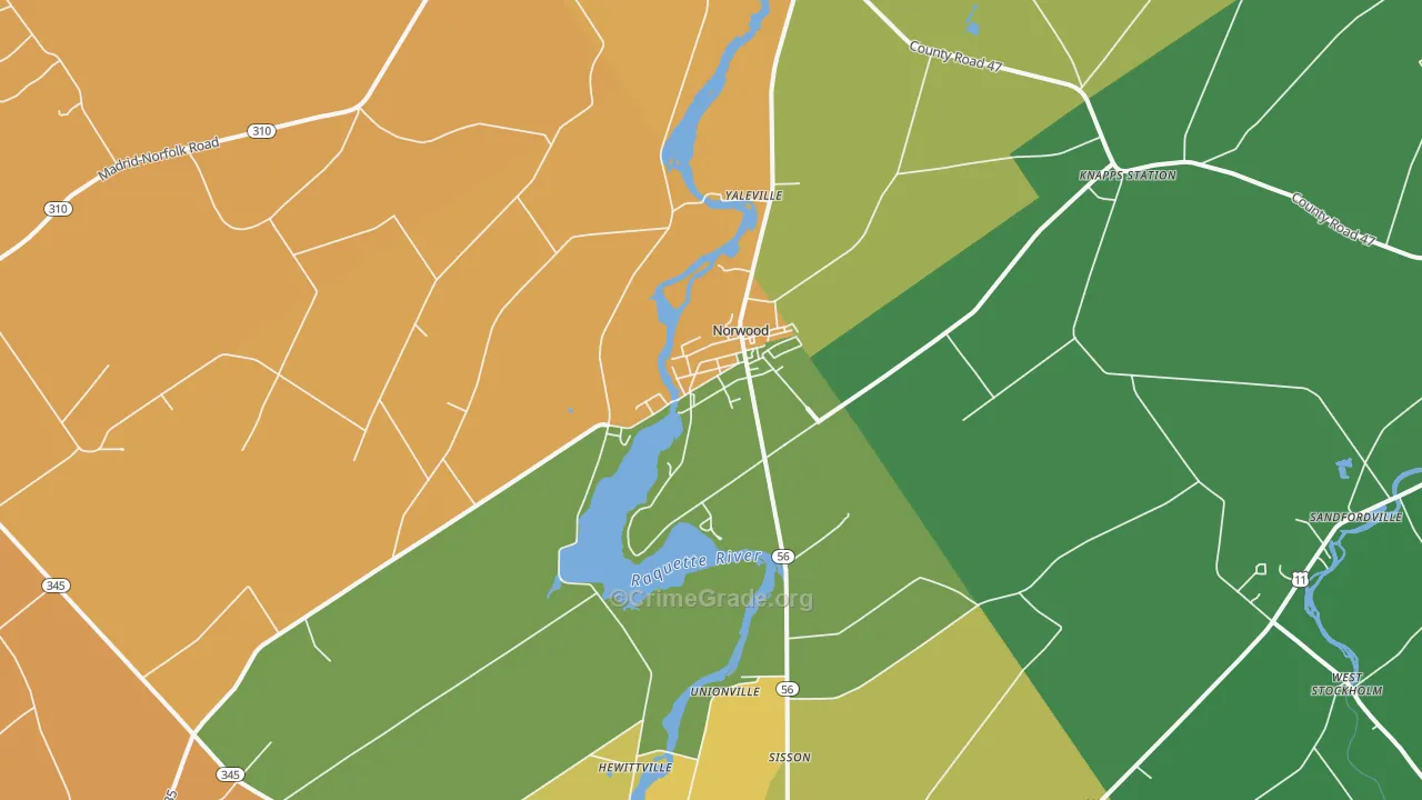 Norwood, NY Map of Murder Rates