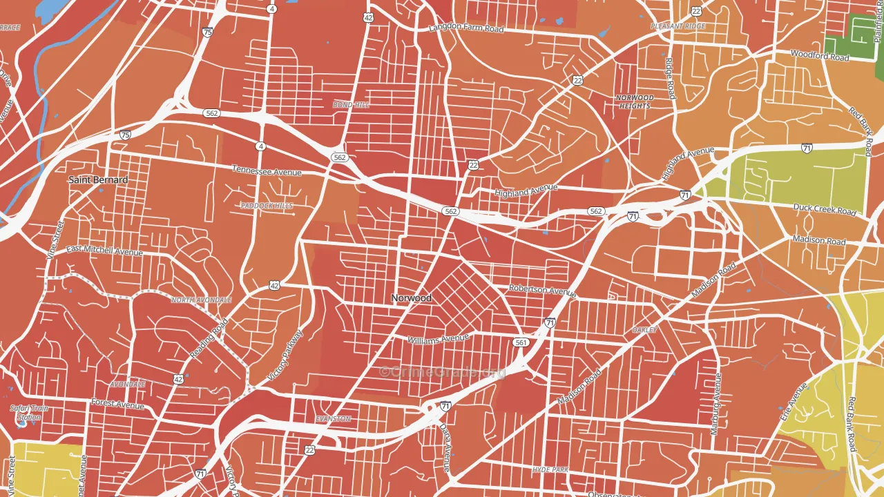 Norwood, OH Map of Murder Rates