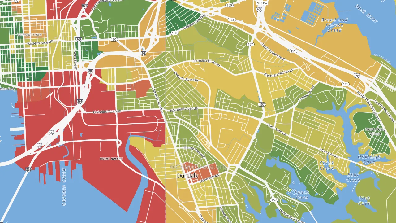 Norwood Park, Dundalk, MD Map of Murder Rates