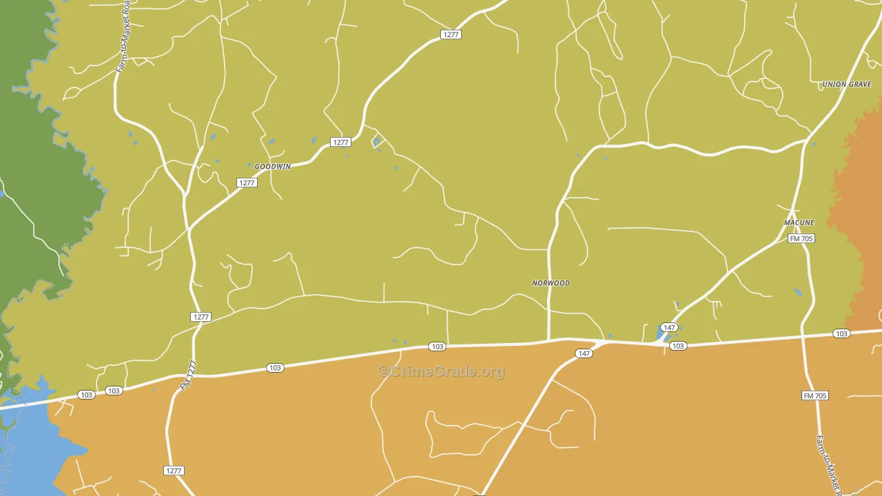 Norwood, TX Map of Murder Rates