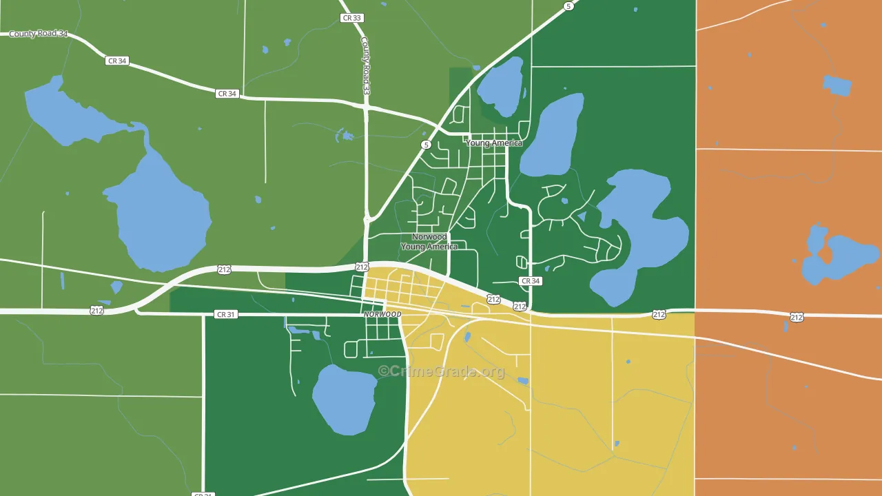 Norwood Young America, MN Map of Murder Rates
