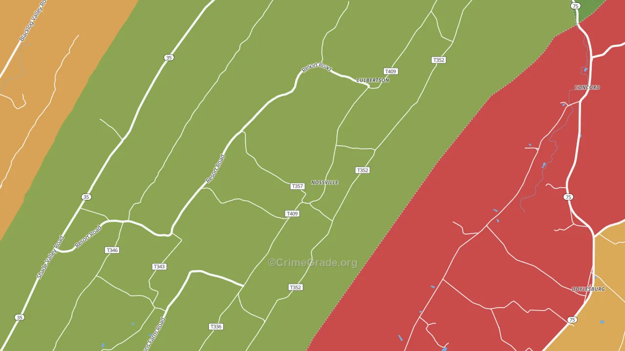 Nossville, PA Map of Murder Rates
