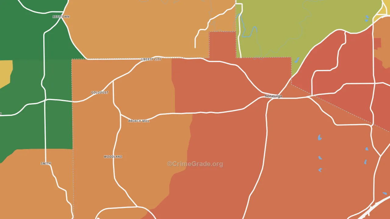 Notasulga, AL Map of Murder Rates