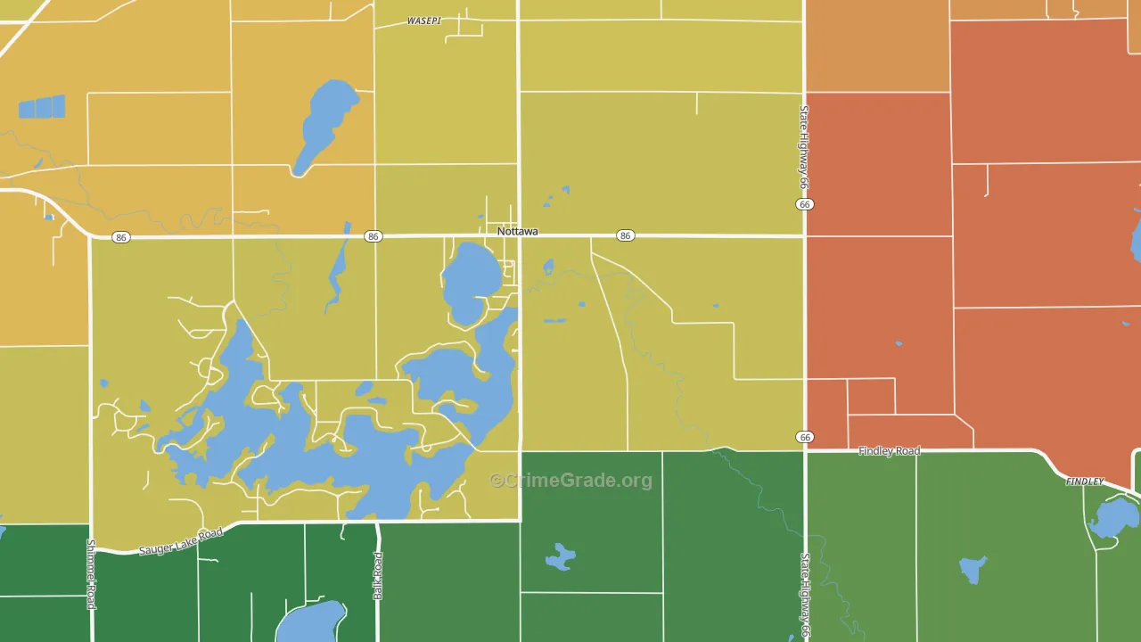 Nottawa, MI Map of Murder Rates