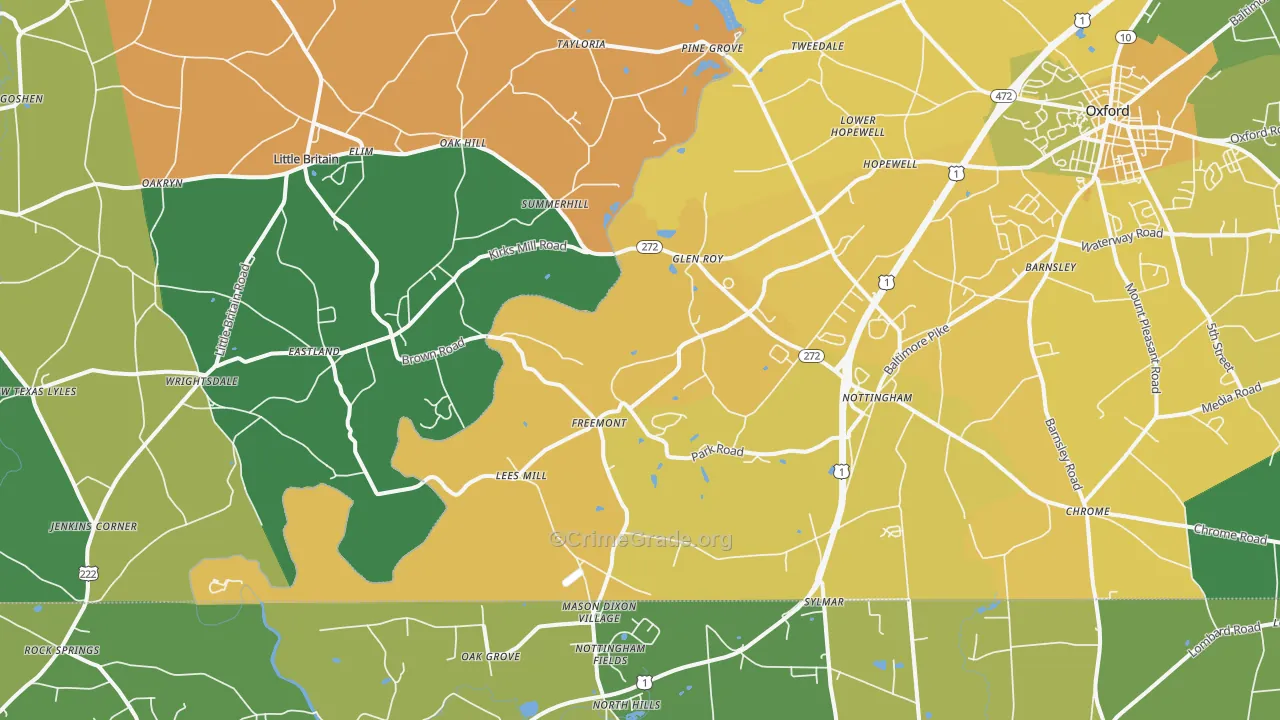 Nottingham, PA Map of Murder Rates
