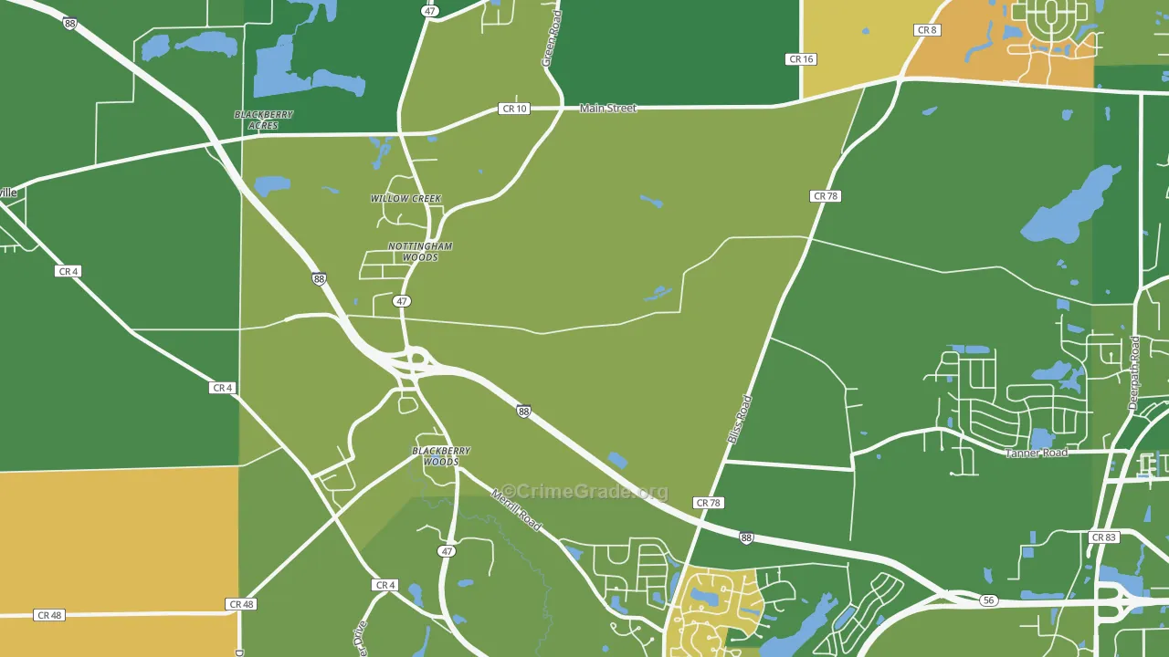 Nottingham Woods, IL Map of Murder Rates