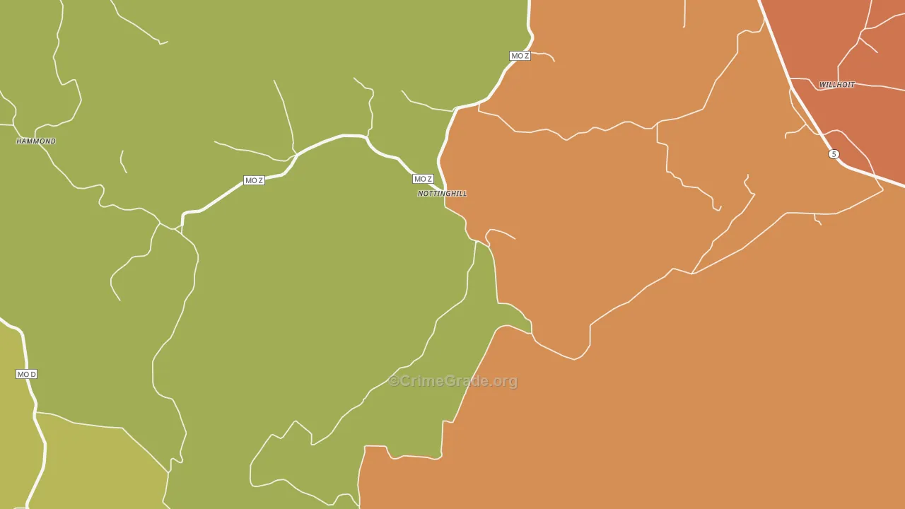Nottinghill, MO Map of Murder Rates