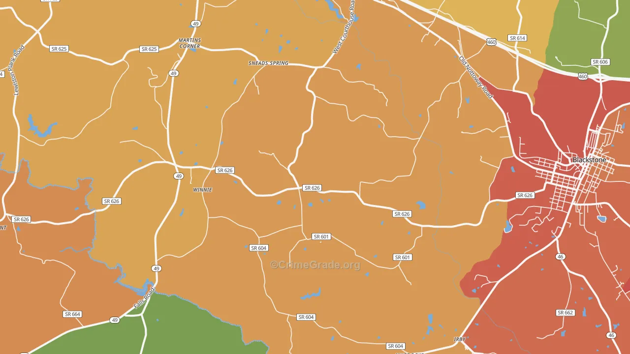 Nottoway, VA Map of Murder Rates