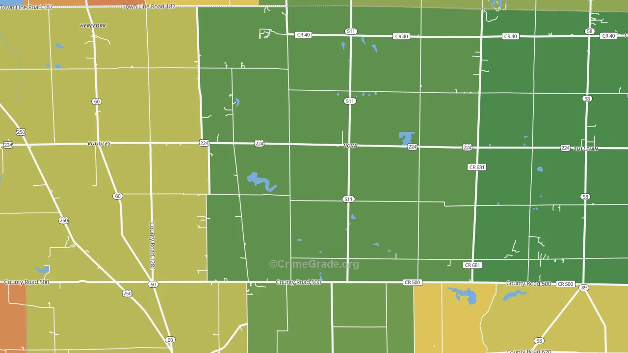 Nova, OH Map of Murder Rates