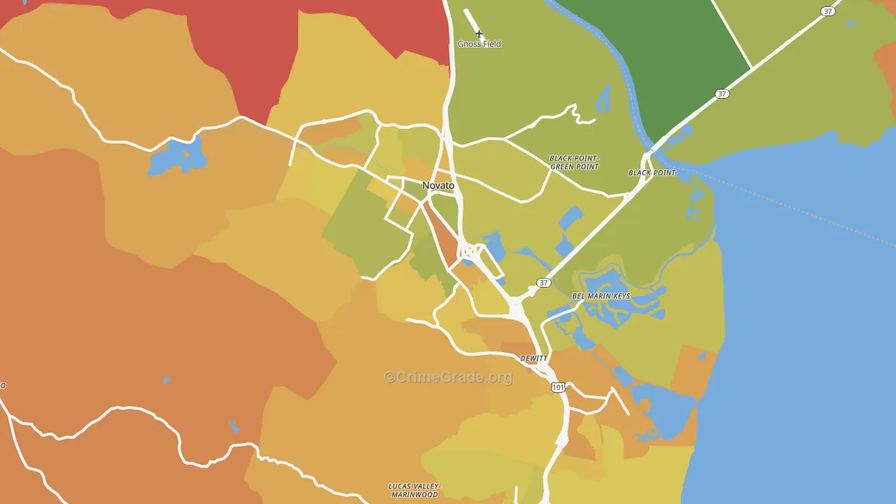 Novato, CA Map of Murder Rates