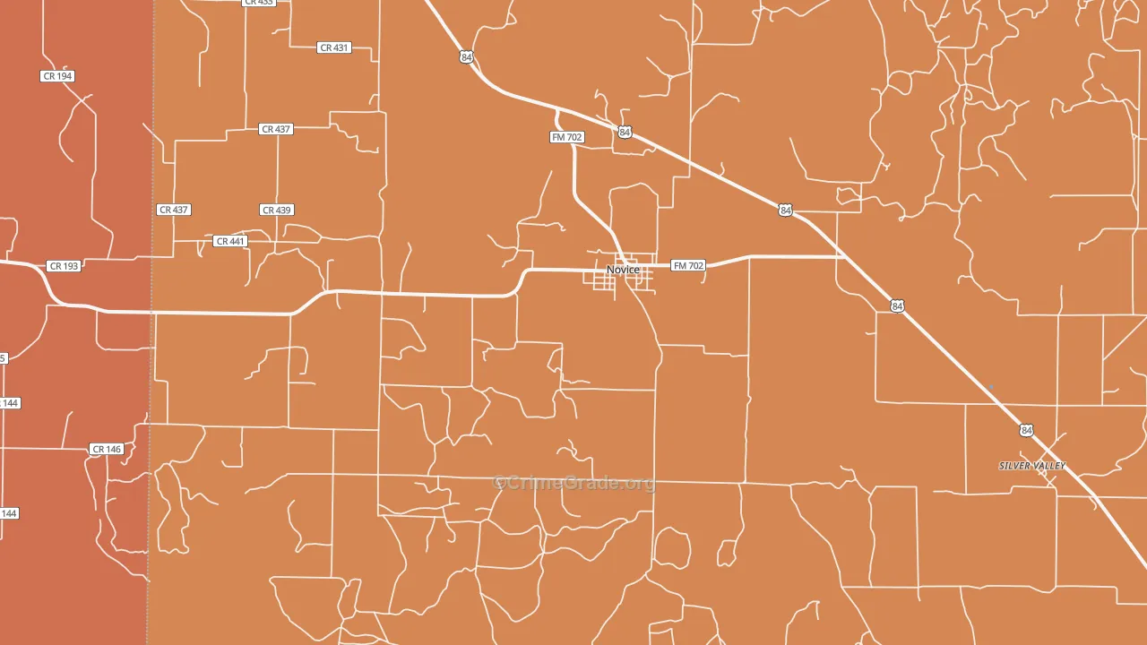 Novice, TX Map of Murder Rates